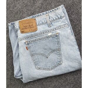 Vintage 90's Levi's‎ 550 Orange Tab Wash Denim Jean Shorts Pockets Men's 40 USA